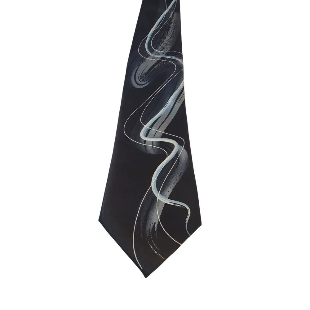 NWT Garcia 'Liquid Torso' Neck Tie Mens Black Abstract Collection 63 Artwear